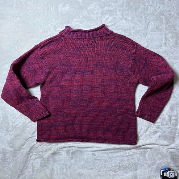 Lands End RollNeck Sweater Womens Extra Large XL Fisherman Birdseye Cotton - Picture 4 of 8